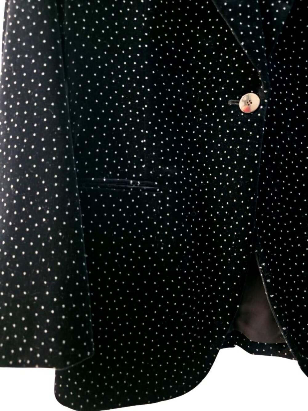 Theory ANDORIE Cinched Black Velvet Polka Dot Blazer Jacket Women's Sz 2 - Picture 4 of 7
